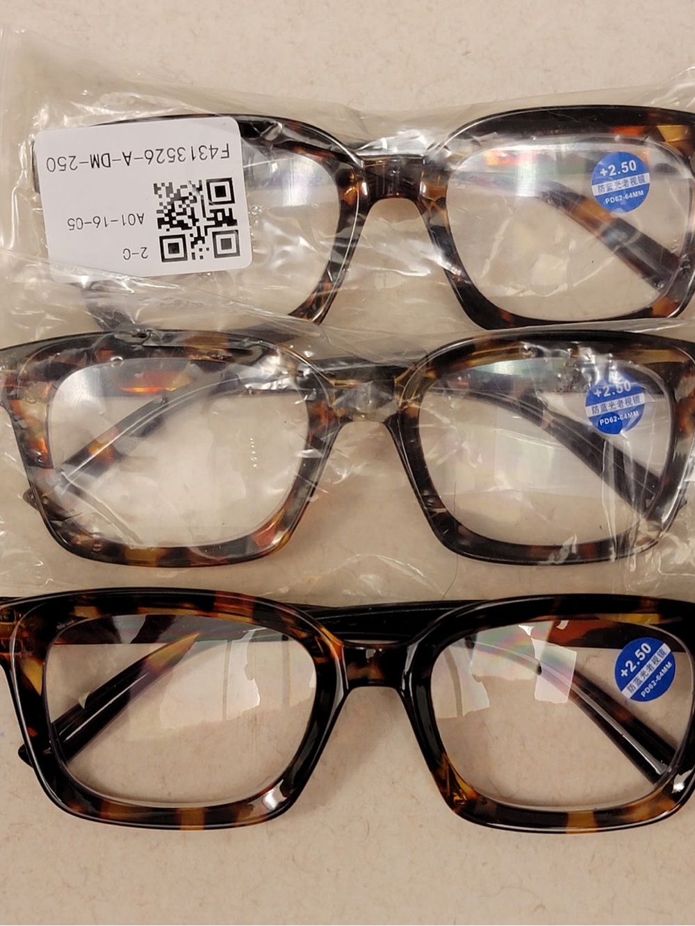 Set or 3 Tortoiseshell Women’s Reading Glasses - +2.50